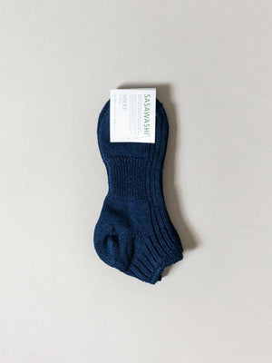 Sasawashi Ribbed Ankle Socks - Navy