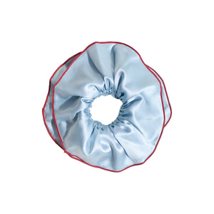 Open image in slideshow, &quot;Maxi Flower&quot; Double-Layer Oversized Silk Scrunchie - Pastel Blue
