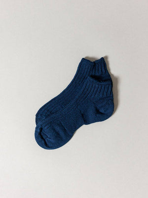 Open image in slideshow, Sasawashi Ribbed Ankle Socks - Navy
