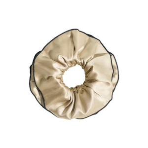 Open image in slideshow, &quot;Maxi Flower&quot; Double-Layer Oversized Silk Scrunchie - Tan
